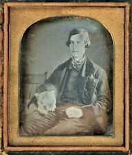 1840s DAGUERREOTYPE Photo EARLIEST KNOWN IMAGE of AMERICAN PIT BULL TERRIER DOG picture