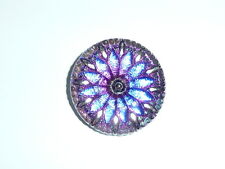 Amazing Large Czech Glass Flower Button - Vitral Purple & Pink w/Silver  31mm picture