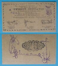 1943 Philippines ~ FREE SAMAR 20 Centavos ~ WWII Emergency Note ~ SMR-103 picture