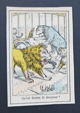 Chrome LION LION LION LION BEAR TAMER CIRCUS VICTORIAN CARD SCRAPBOOK GUESS GAME picture
