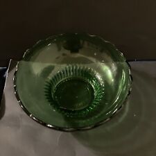 Vintage 1950's E.O. Brody CO. M2000 Cleveland Ohio Green Glass Dish Bowl Scallop picture