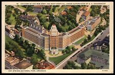 Postcard Linen Air View of Army & Navy Hospital Hot Springs National Park AK picture