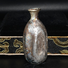 Intact Ancient Roman Glass Bottle vial with Iridescent Patina Circa 1st Century picture