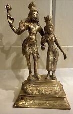 Vintage Antique Brass Krishna Radha God, Goddess Statue Rare Collectible picture