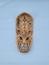 Vintage Carved Wood Tribal Dragon Mask 12.5