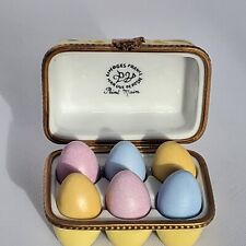 AUTHENTIC LIMOGES TRINKET BOX FRANCE - PV - EGG CARTON -  CARTON OF EASTER EGGS picture