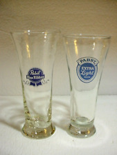 2 VINTAGE PABST EXTRA LIGHT + PABST BLUE RIBBON BEER GLASS, PBR picture