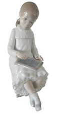 NAO by Lladro Seated Girl with Slate Tablet Chalkboard Figurine Retired #117 picture