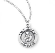 Saint Anthony Round Sterling Silver Medal Size 0.7in x 0.6in picture