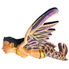 Bali Winged Flying Mermaid Mobile Spiritchaser Carved wood Balinese art Plum 15