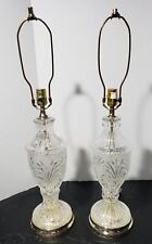 2 Vintage LEVITON Lead Crystal Table Lamps Pair Absolutely BEAUTIFUL 28