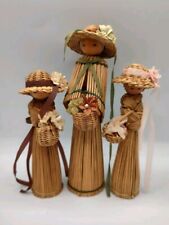 Vtg Hand Woven Straw Korean Doll Figurines picture