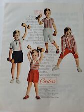 1966  Carter's little boy girl surfer stripe clothing lifting weights vintage ad picture