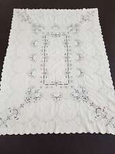 Vintage Cream Madeira Embroidered Cutwork Table Cloth 170x128cm picture