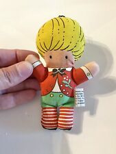 1977 Joan Walsh Anglund Cloth Ornament Doll Boy in Christmas Outfit picture