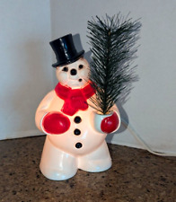 VTG Royalite Royal Electric Snowman Christmas Decor Plastic w/ cord 50s 60s picture