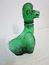 Vintage 1960's green glass poodle decanter 7