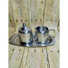 Vtg Oneida 18/8 Stainless Creamer & Sugar Bowl n Tray Set of 3 (su1) picture