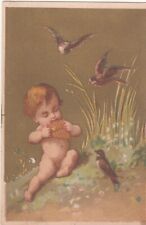 St Louis Magazine Co  MO Naked Nymph Pan Flute Birds Vict Card c1880s picture