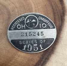 Vintage 1951 Ohio Chauffer Pin  Metal Collectible Silver Black Auto Memoriabilia picture