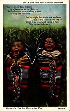 Pair of Crying Native Babies in Cradleboards Vintage Postcard O47 picture