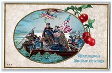 Birthday Postcard Greetings George Washington's Berries Embossed c1910's Antique picture