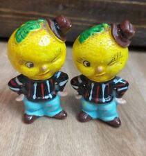 Vtg Anthropomorphic Winking Lemon Head Salt And Pepper Shakers Japan MCM picture