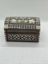 Wooden Handmade Mosaic Trinket Box Inlay Mother of Pearl Made in Egypt picture
