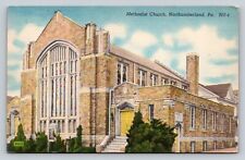 Methodist Church Northumberland Pennsylvania Vintage View Linen Postcard picture