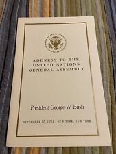 Rare VIP White House Booklet George W Bush Address To The United Nations 9/12/02 picture