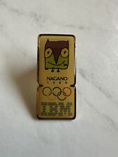 Vintage Nagano 1998 Olympics IBM Pin Rectangle Multicolor Butterfly Pinback picture