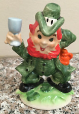 Vintage 1950's Lefton Irish Drinking Leprechaun St. Patrick's Day Figurine Japan picture