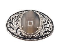 Vintage Western Belt Buckle Silver Tone With Semi Prescious Stone  picture