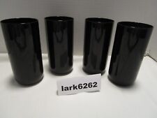 Retro Libbey Glass set 4 Metropolitan Black Tumblers Solid Black Amethyst 16 Oz. picture