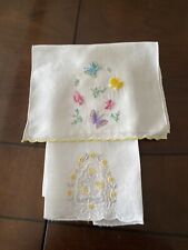 2 Darling Vintage MADEIRA Embroidered Floral/Butterflys Fingertip TOWELS picture