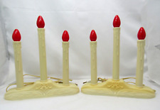 2 Vintage 3 Light Candolier Electric Christmas Candle Window Candelabra Red Bulb picture