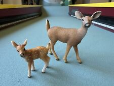Lot Of 2 Schleich Doe + Foal Baby Deer Figure Animal Figurine 2018 Wildlife Toy picture
