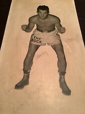 Rocky Graziano Signed Vintage Poster ~ Hard Stock ~ Vintage Signature 7x12 In. picture