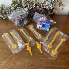 VINTAGE EURO DISNEYLAND PARIS CHARACTER PLASTIC SPOONS, CARD, BEAUTY & BEAST TOY picture