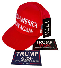 Donald Trump  45-47 MAGA Hat - Red + 2 - Stickers - Official 1776 Shirt Company picture