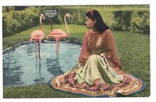 Postcard Florida Seminole Indian Village Woman Ross Allen's Reptile Institute picture
