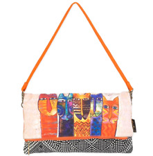 ✪ New LAUREL BURCH Flap Clutch Bag Shoulder Purse Handbag FELINE CATS Studio Art picture