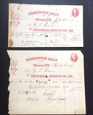 Lot Of Two Antique Stationary Washington Mills Oswego, NY Letters, 1875 and 76 picture