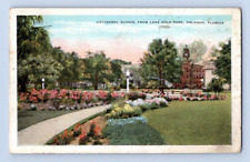 1929 CATHEDRAL SCHOOL FROM LAKE EOLA PARK. ORLANDO, FL. POSTCARD. SZ24 picture