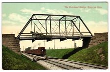 The Overhead Bridge Railroad Train Antique Car Bucyrus Ohio OH Postcard picture