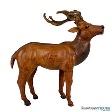 Vintage Traditional Leather Wrapped Elk Deer Stag Sculpture picture