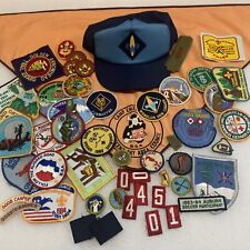 Vintage Large Boy Scout Patches Lot, Webelos Hat, Neckerchief picture