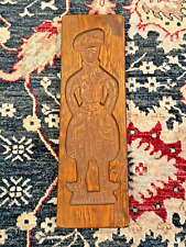 Antique 1800s Wooden Hand Carved Springerle Cookie Board Press Stamp of Baker picture