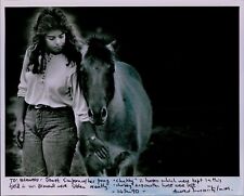 LG831 1990 Original Photo WOMAN PETTING PONY HORSE Beautiful Majestic Animal picture
