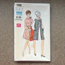 Vintage 1960s Vogue Dress & Sleeveless Coat Sewing Pattern 7520 Sz 16-1/2  RARE picture